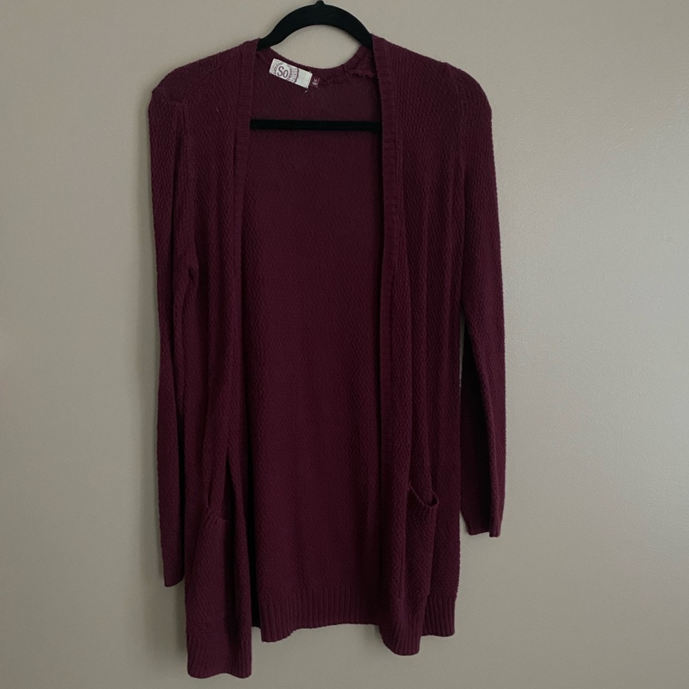 Burgundy Cardigan — Size M